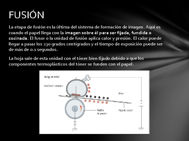 FUSIÓN La etapa de fusión es la última del sistema de formación de imagen.