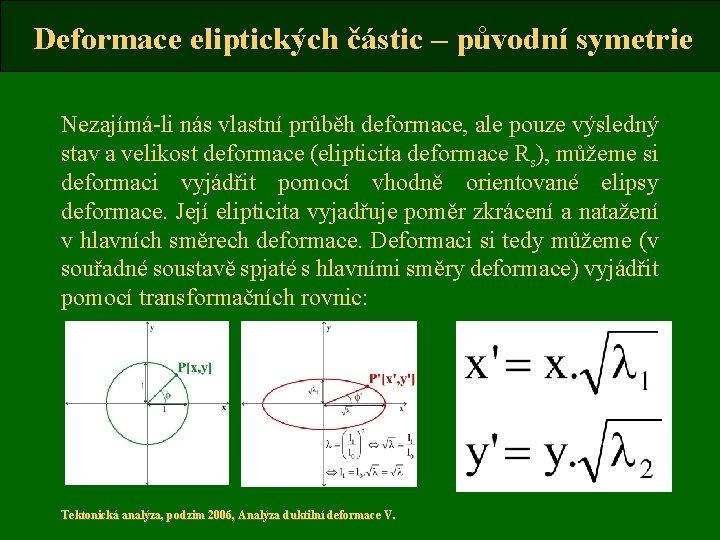 Deformace eliptických částic – původní symetrie Nezajímá-li nás vlastní průběh deformace, ale pouze výsledný