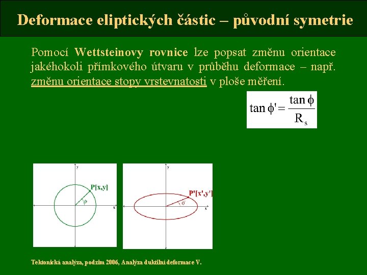 Deformace eliptických částic – původní symetrie Pomocí Wettsteinovy rovnice lze popsat změnu orientace jakéhokoli