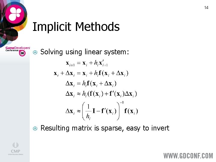 14 Implicit Methods > Solving using linear system: > Resulting matrix is sparse, easy