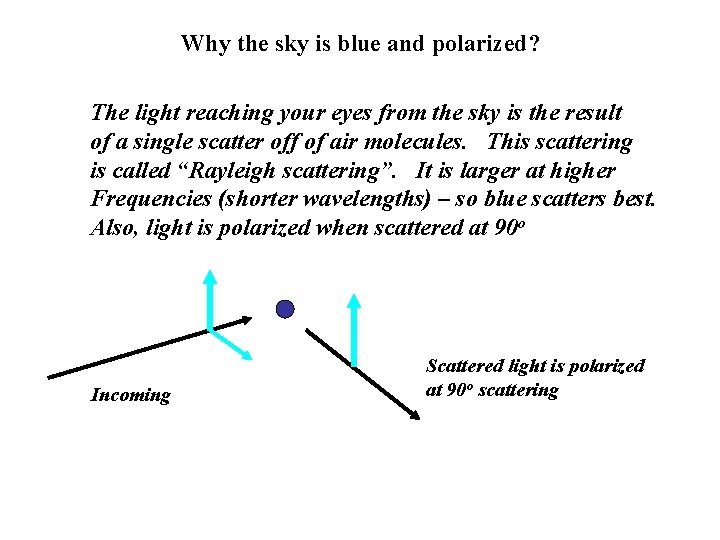 Why the sky is blue and polarized? The light reaching your eyes from the
