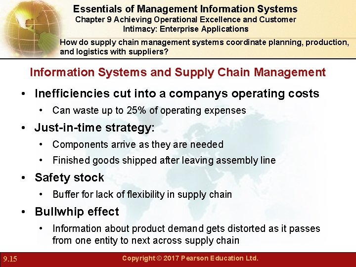 Essentials of Management Information Systems Chapter 9 Achieving Operational Excellence and Customer Intimacy: Enterprise