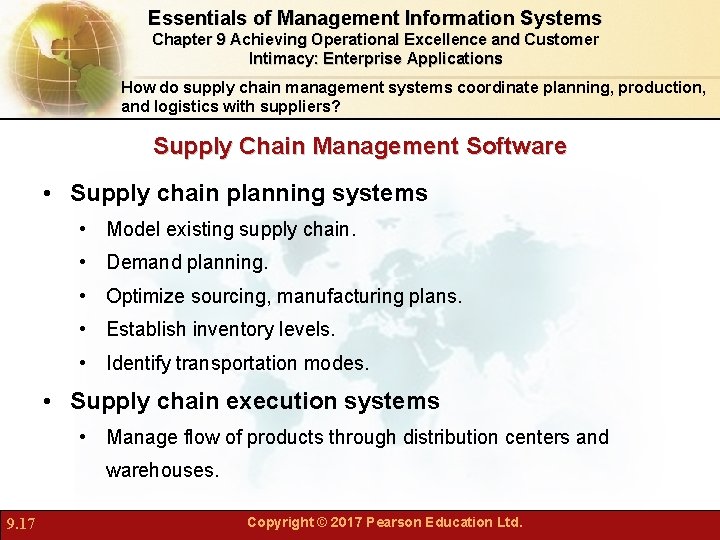 Essentials of Management Information Systems Chapter 9 Achieving Operational Excellence and Customer Intimacy: Enterprise