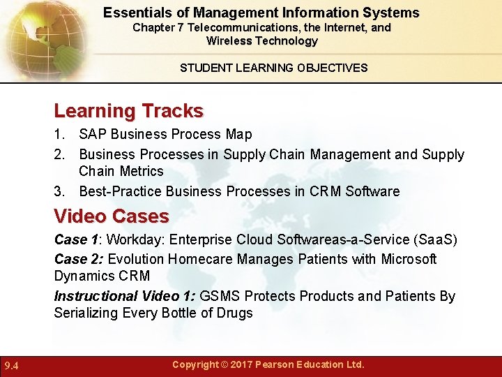 Essentials of Management Information Systems Chapter 7 Telecommunications, the Internet, and Wireless Technology STUDENT