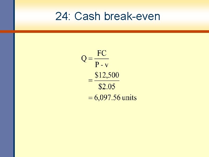 24: Cash break-even 