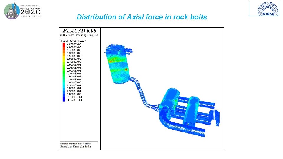 Distribution of Axial force in rock bolts 