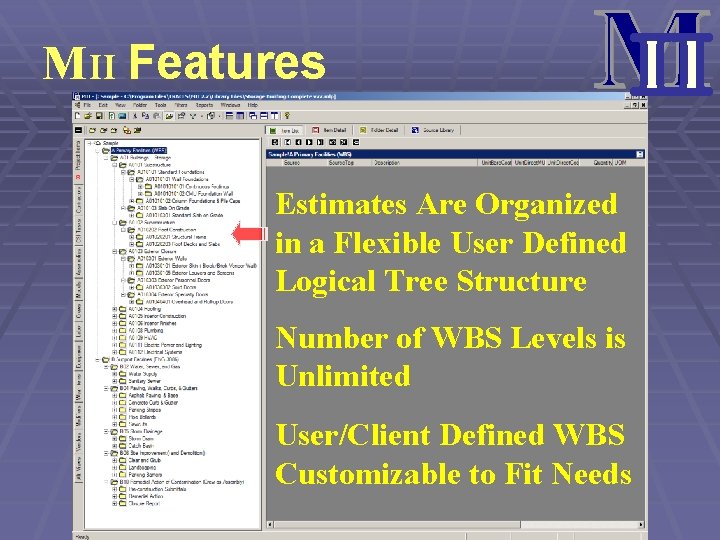 MII Features Estimates Are Organized in a Flexible User Defined Logical Tree Structure Number