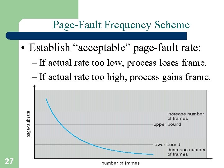 Page-Fault Frequency Scheme • Establish “acceptable” page-fault rate: – If actual rate too low,