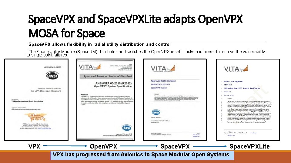 Space. VPX and Space. VPXLite adapts Open. VPX MOSA for Space. VPX allows flexibility Space. VPX and Space. VPXLite adapts Open. VPX MOSA for Space. VPX allows flexibility