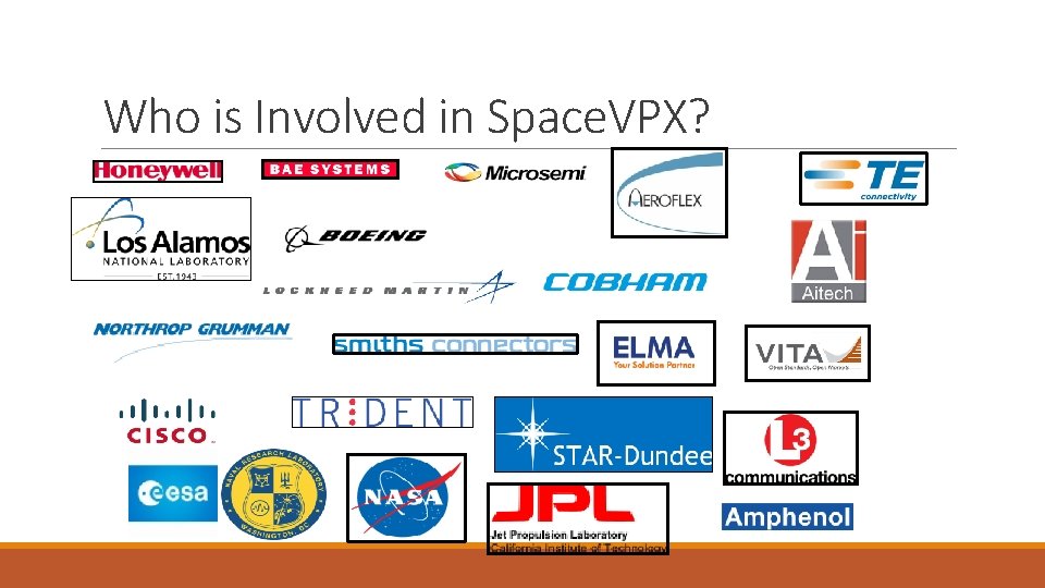 Who is Involved in Space. VPX? Who is Involved in Space. VPX?