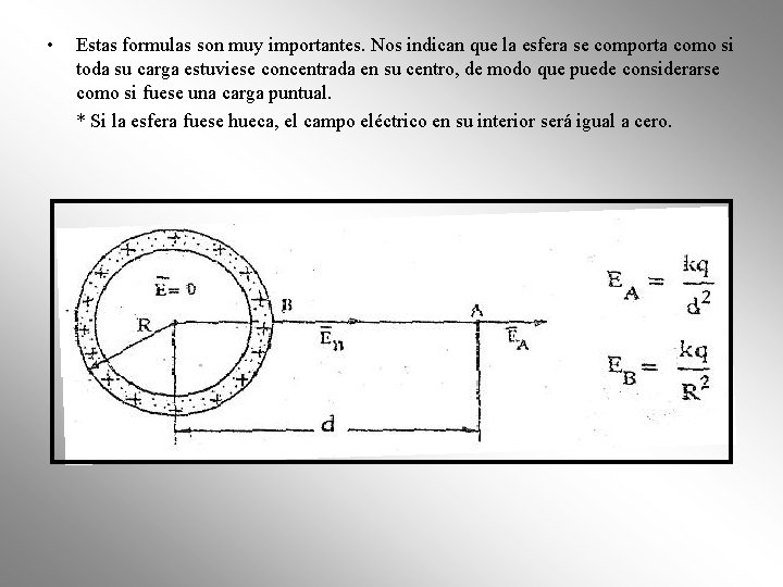 • Estas formulas son muy importantes. Nos indican que la esfera se comporta • Estas formulas son muy importantes. Nos indican que la esfera se comporta