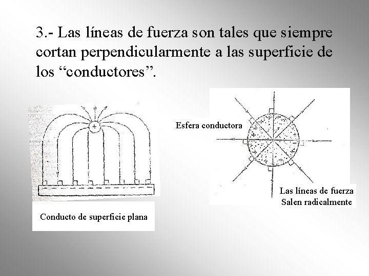 3. - Las líneas de fuerza son tales que siempre cortan perpendicularmente a las 3. - Las líneas de fuerza son tales que siempre cortan perpendicularmente a las