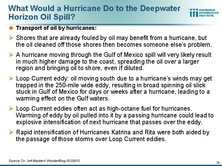 What Would a Hurricane Do to the Deepwater Horizon Oil Spill? n Transport of
