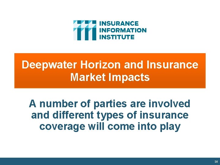 Deepwater Horizon and Insurance Market Impacts A number of parties are involved and different