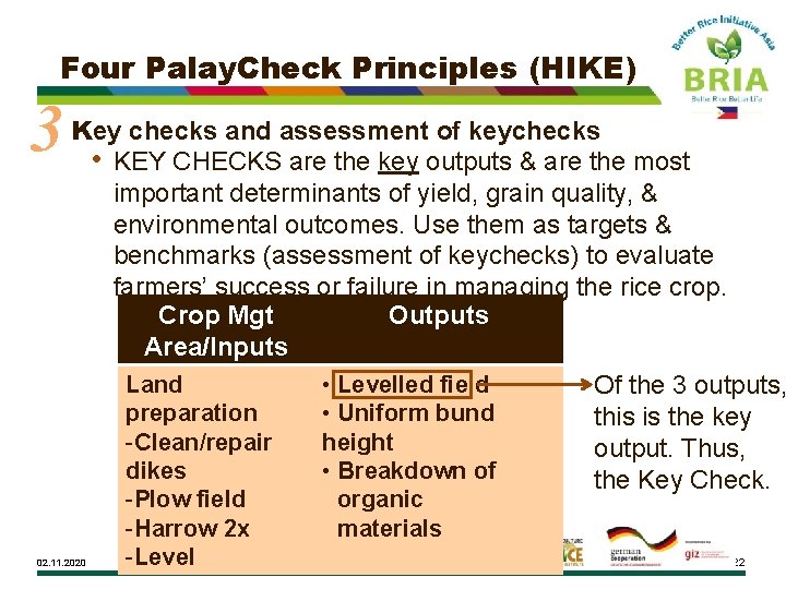 Four Palay. Check Principles (HIKE) 3 Key checks and assessment of keychecks • KEY