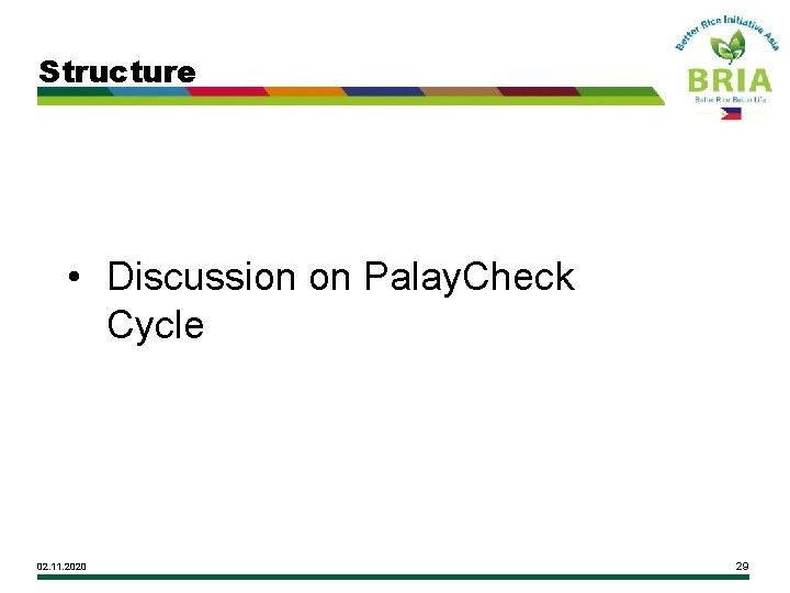 Structure • Discussion on Palay. Check Cycle 02. 11. 2020 29 