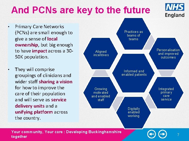 And PCNs are key to the future • • Primary Care Networks (PCNs) are And PCNs are key to the future • • Primary Care Networks (PCNs) are