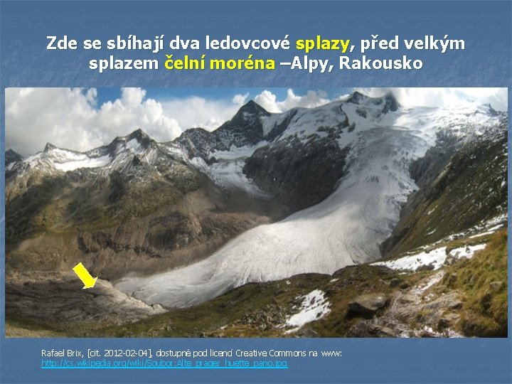 Zde se sbíhají dva ledovcové splazy, před velkým splazem čelní moréna –Alpy, Rakousko Rafael Zde se sbíhají dva ledovcové splazy, před velkým splazem čelní moréna –Alpy, Rakousko Rafael