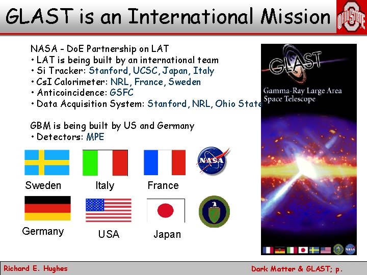 GLAST is an International Mission NASA - Do. E Partnership on LAT • LAT