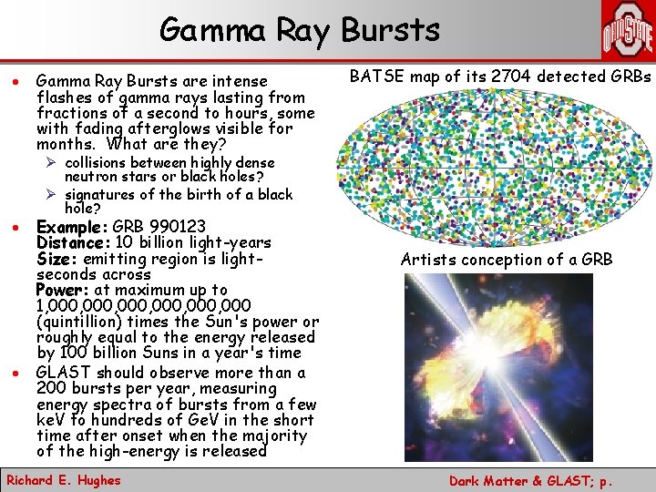 Gamma Ray Bursts · · · Gamma Ray Bursts are intense flashes of gamma