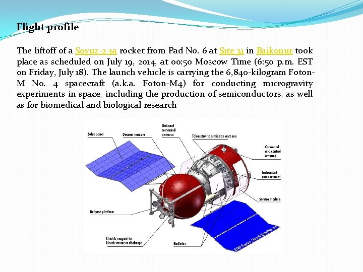 Flight profile The liftoff of a Soyuz-2 -1 a rocket from Pad No. 6