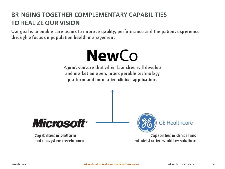 BRINGING TOGETHER COMPLEMENTARY CAPABILITIES TO REALIZE OUR VISION Our goal is to enable care