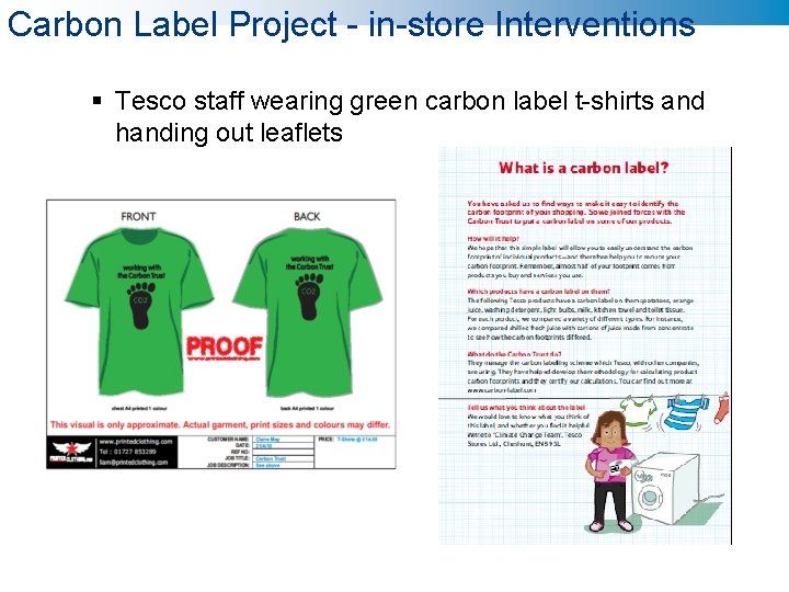 Carbon Label Project - in-store Interventions § Tesco staff wearing green carbon label t-shirts