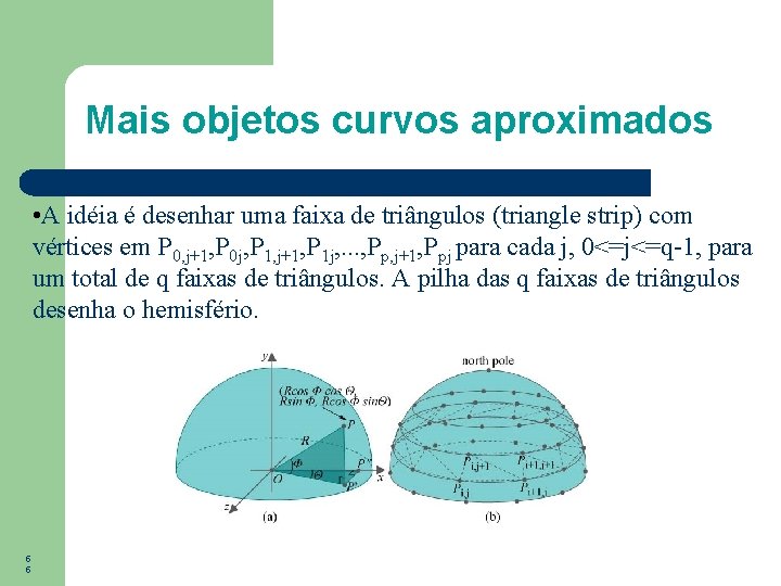 Mais objetos curvos aproximados • A idéia é desenhar uma faixa de triângulos (triangle