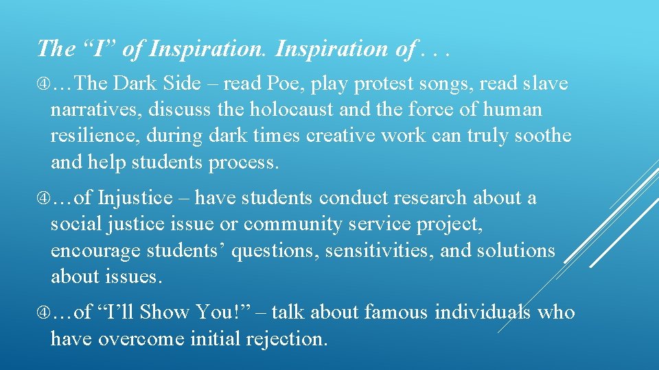 The “I” of Inspiration of. . . …The Dark Side – read Poe, play The “I” of Inspiration of. . . …The Dark Side – read Poe, play