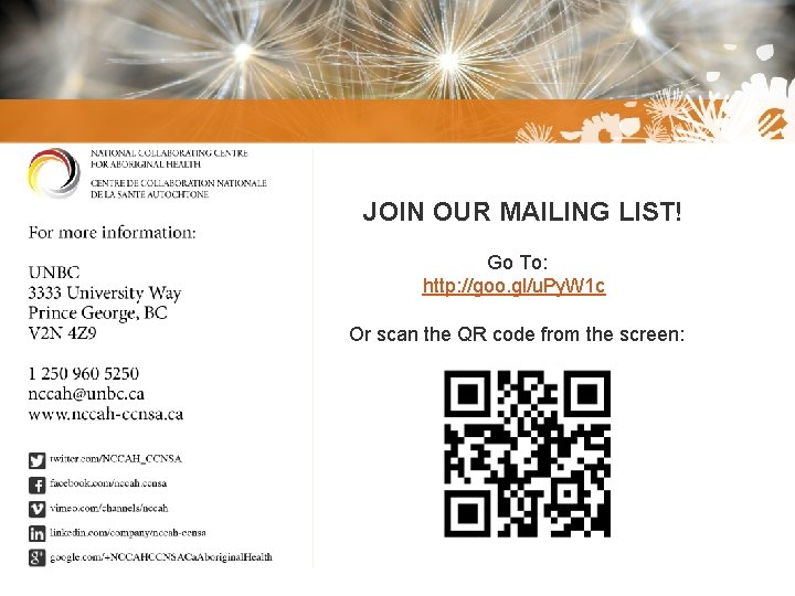 JOIN OUR MAILING LIST! Go To: http: //goo. gl/u. Py. W 1 c Or