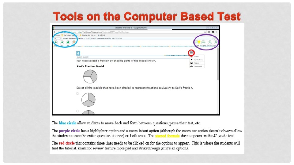 Tools on the Computer Based Test 