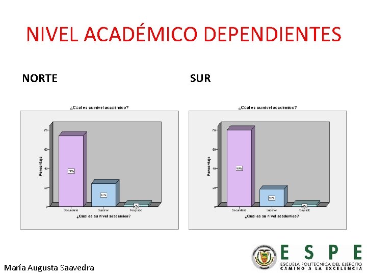 NIVEL ACADÉMICO DEPENDIENTES NORTE María Augusta Saavedra SUR 