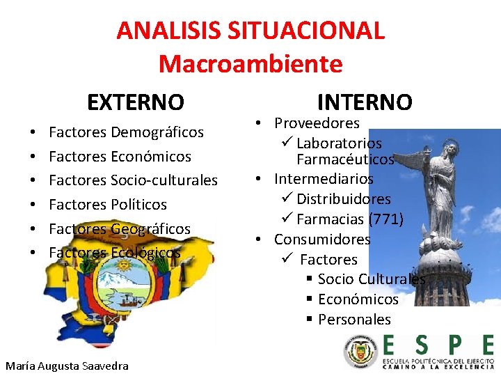 ANALISIS SITUACIONAL Macroambiente EXTERNO • • • Factores Demográficos Factores Económicos Factores Socio-culturales Factores