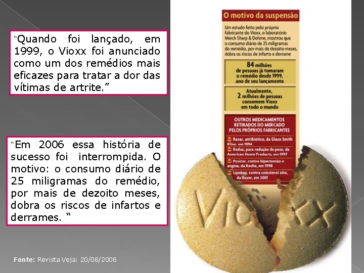 “Quando foi lançado, em 1999, o Vioxx foi anunciado como um dos remédios mais