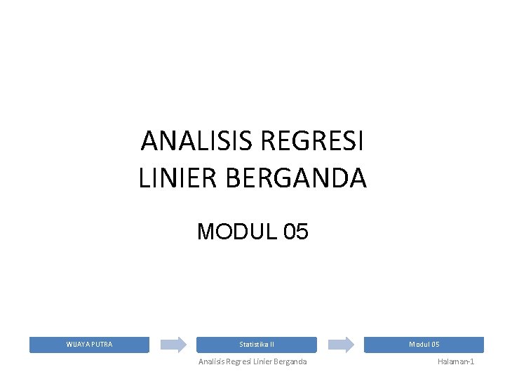 ANALISIS REGRESI LINIER BERGANDA MODUL 05 WIJAYA PUTRA Statistika II Analisis Regresi Linier Berganda