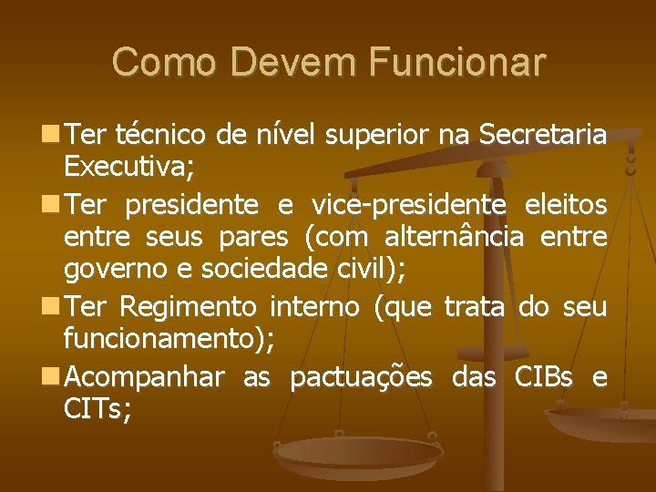 Como Devem Funcionar Ter técnico de nível superior na Secretaria Executiva; Ter presidente e