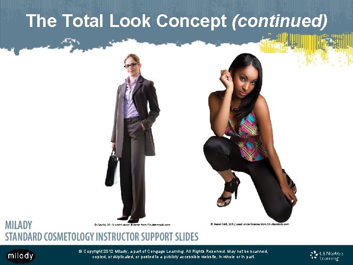 The Total Look Concept (continued) © Copyright 2012 Milady, a part of Cengage Learning.