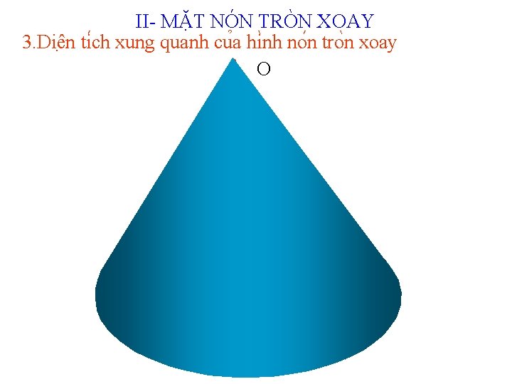 II- MẶT NÓN TRÒN XOAY 3. Diê n ti ch xung quanh cu a