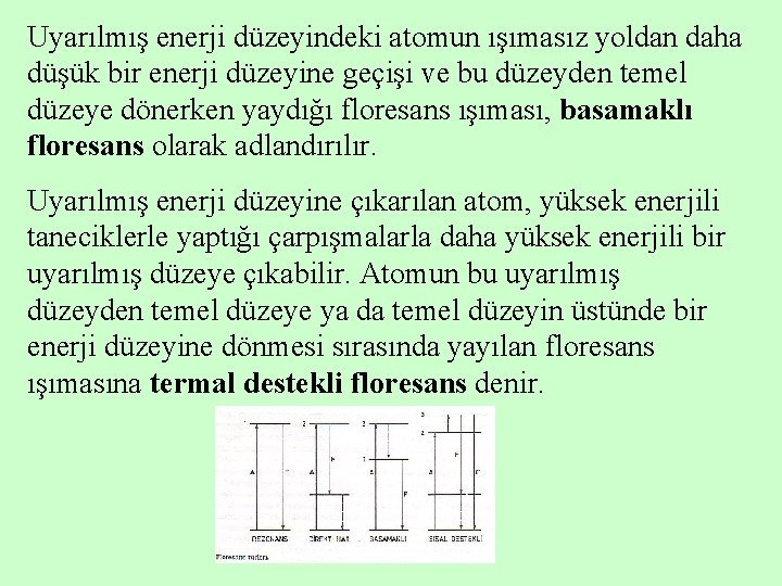 Uyarılmış enerji düzeyindeki atomun ışımasız yoldan daha düşük bir enerji düzeyine geçişi ve bu