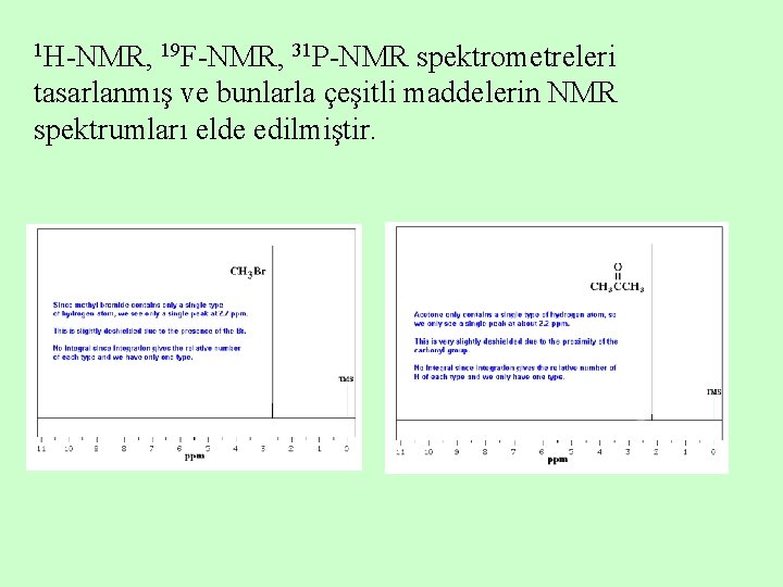 1 H-NMR, 19 F-NMR, 31 P-NMR spektrometreleri tasarlanmış ve bunlarla çeşitli maddelerin NMR spektrumları