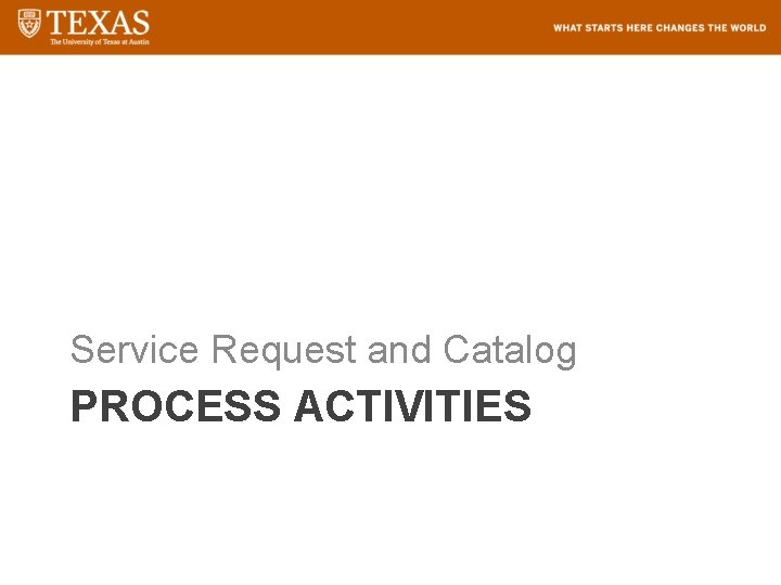 Service Request and Catalog PROCESS ACTIVITIES 