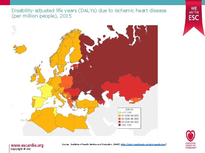 Disability-adjusted life years (DALYs) due to ischemic heart disease (per million people), 2015 Source: