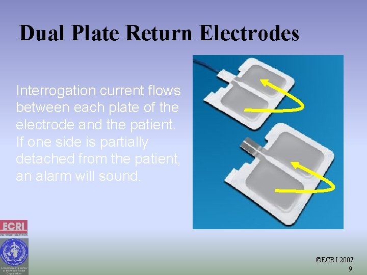 Dual Plate Return Electrodes Interrogation current flows between each plate of the electrode and