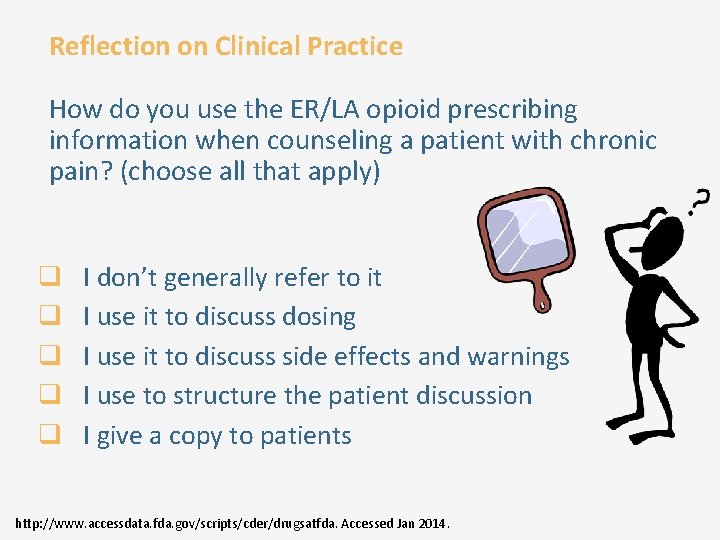 Reflection on Clinical Practice How do you use the ER/LA opioid prescribing information when