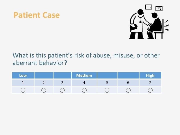 Patient Case What is this patient’s risk of abuse, misuse, or other aberrant behavior?