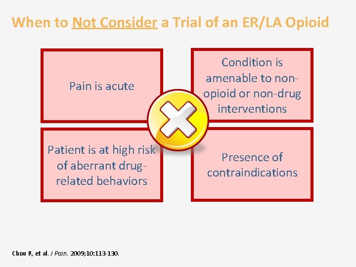 When to Not Consider a Trial of an ER/LA Opioid Pain is acute Condition