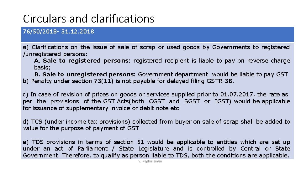 Circulars and clarifications 76/50/2018 - 31. 12. 2018 a) Clarifications on the issue of