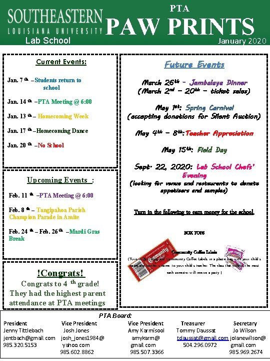 PTA Lab School PAW PRINTS Current Events: Jan. 7 th – Students return to