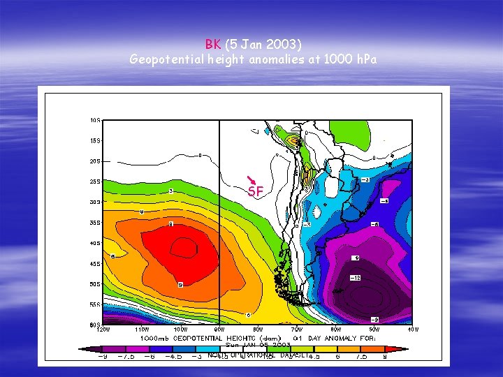 BK (5 Jan 2003) Geopotential height anomalies at 1000 h. Pa SF BK (5 Jan 2003) Geopotential height anomalies at 1000 h. Pa SF