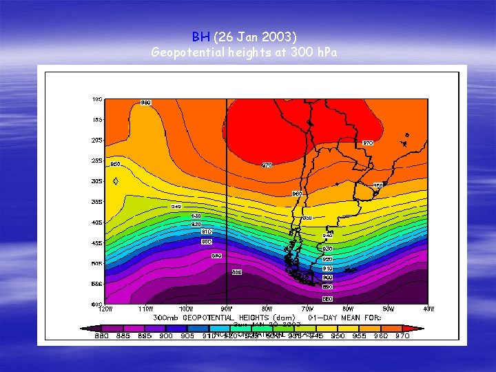 BH (26 Jan 2003) Geopotential heights at 300 h. Pa 